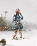 Cornelius Krieghoff Indian Hunter on Snowshoes France oil painting artist